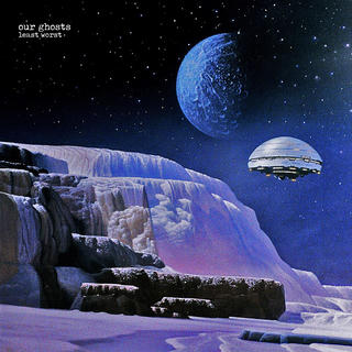 Space Station orbiting ice planet